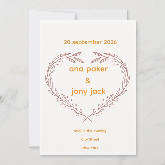 Elegant Floral Wedding Invitation (Front)