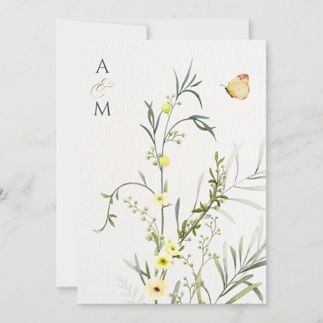 Elegant floral wedding invitation (Front)