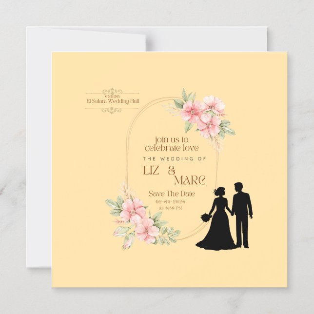 Elegant Floral Wedding Invitation  (Front)