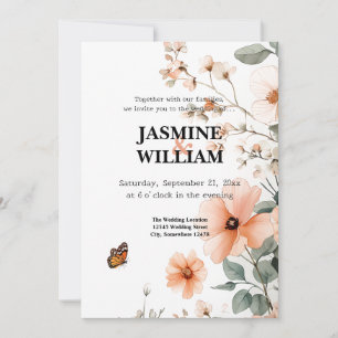Elegant Floral Wedding Invitation