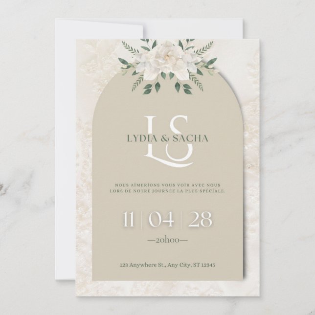 Elegant Floral Wedding Invitation | Arch Design (Front)