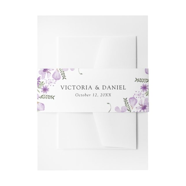 Elegant Floral Wedding Invitation Belly Band (Front Example)
