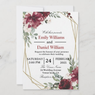 Elegant Floral Wedding Invitation Card