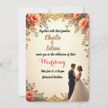 Elegant Floral Wedding Invitation Card 