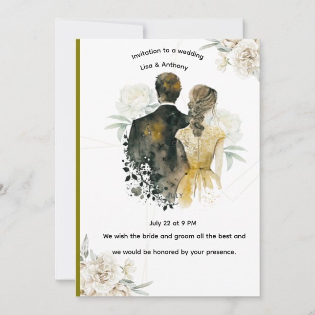 Elegant Floral Wedding Invitation Card (Front)