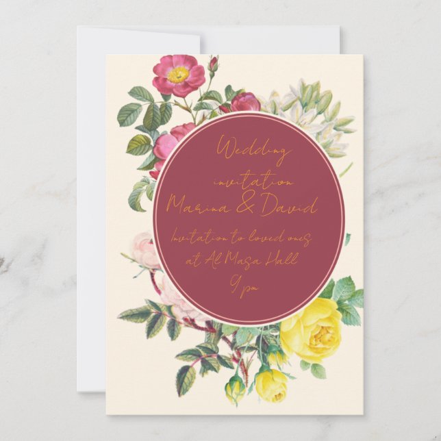 Elegant Floral Wedding Invitation Card (Front)