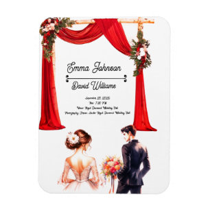 Elegant Floral Wedding Invitation Card – Romantic Magnet