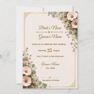 Elegant Floral Wedding Invitation Card Template