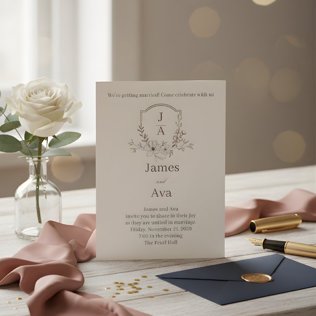 ELEGANT Floral Wedding Invitation - Chic Monogram  (Creator Uploaded)