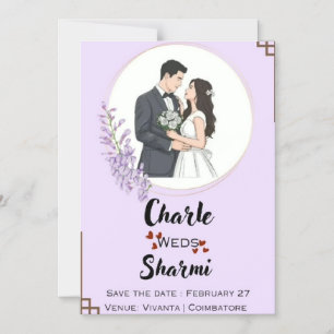 Elegant Floral wedding Invitation couple card