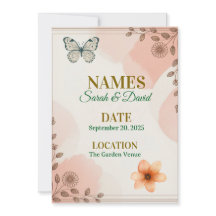 Elegant Floral Wedding Invitation Customisable.
