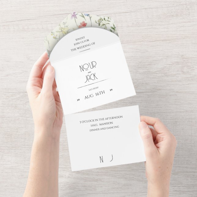 Elegant  Floral Wedding Invitation | Editabl (Tearaway)