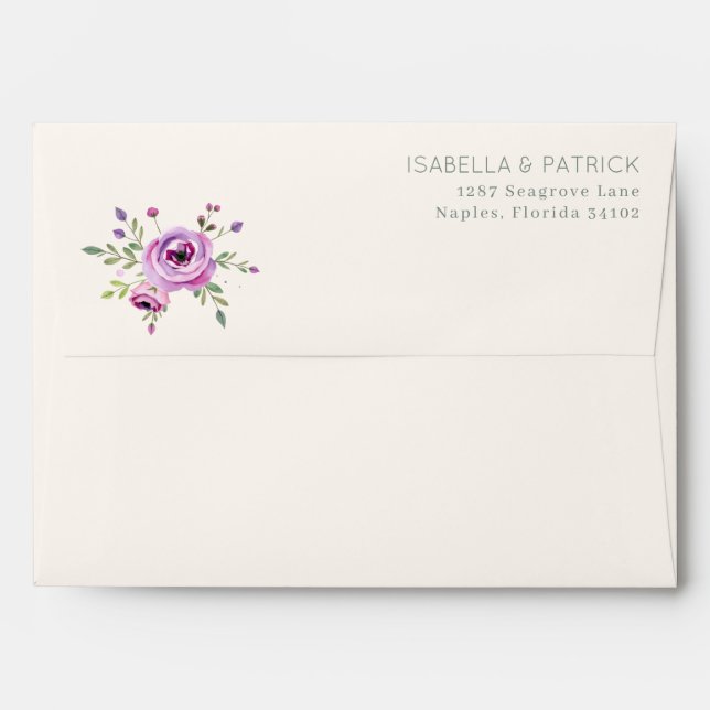 Elegant Floral Wedding Invitation Envelope (Back (Top Flap))