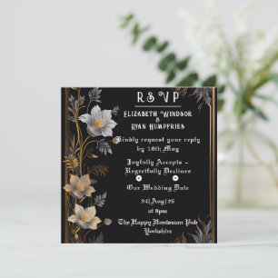  Elegant Floral Wedding Invitation Gold & Silver 