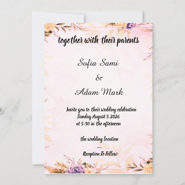 “Elegant Floral Wedding Invitation” Invitation (Front)