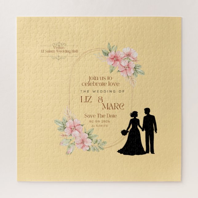 Elegant Floral Wedding Invitation  Jigsaw Puzzle (Vertical)