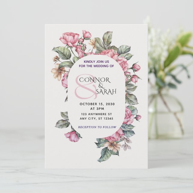 Elegant Floral Wedding Invitation – Minimalist Des (Standing Front)