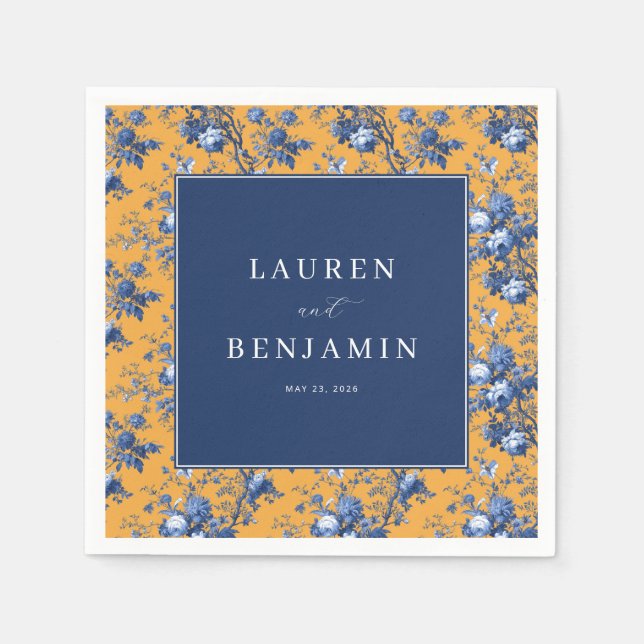 Elegant Floral Wedding Invitation Napkin (Front)