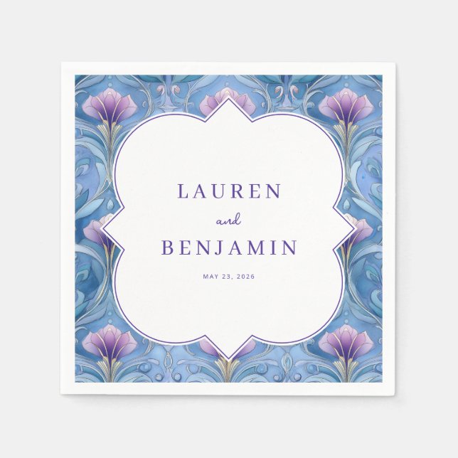 Elegant Floral Wedding Invitation Napkin (Front)