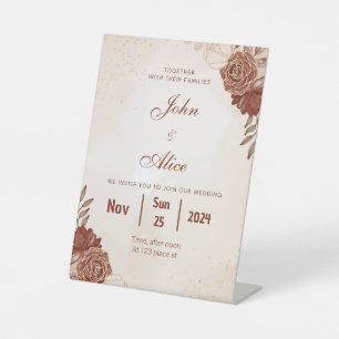 Elegant Floral Wedding Invitation Pedestal Sign