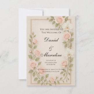 Elegant Floral Wedding Invitation | Romantic Boho