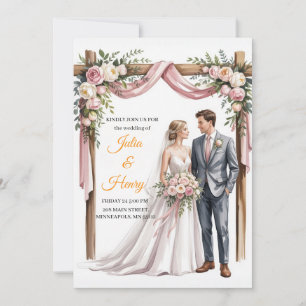 Elegant Floral Wedding Invitation   Romantic Garde