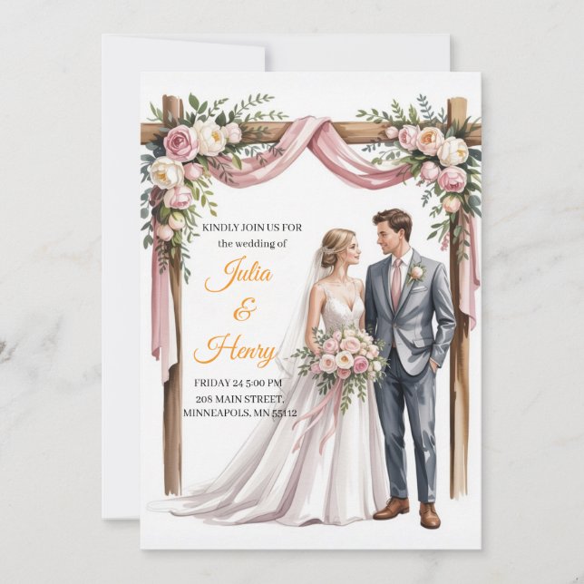 Elegant Floral Wedding Invitation | Romantic Garde (Front)