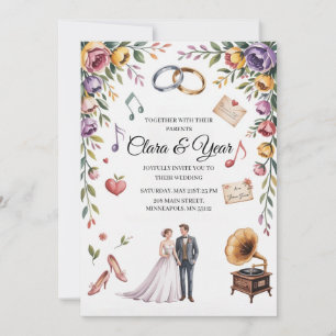 Elegant Floral Wedding Invitation Romantic Garde