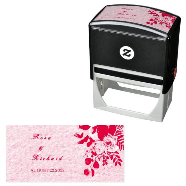 Elegant Floral Wedding Invitation  Self-inking Stamp (In Situ)
