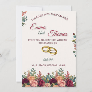 Elegant Floral Wedding Invitation Suite | Burgundy