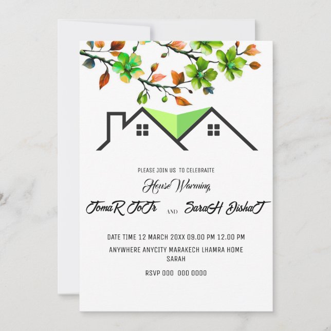 Elegant Floral Wedding Invitation Suite printable  (Front)