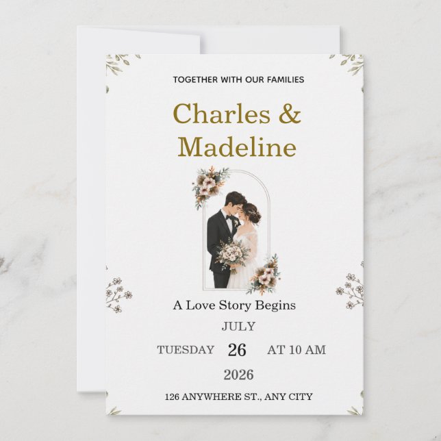 Elegant Floral Wedding Invitation Template (Front)