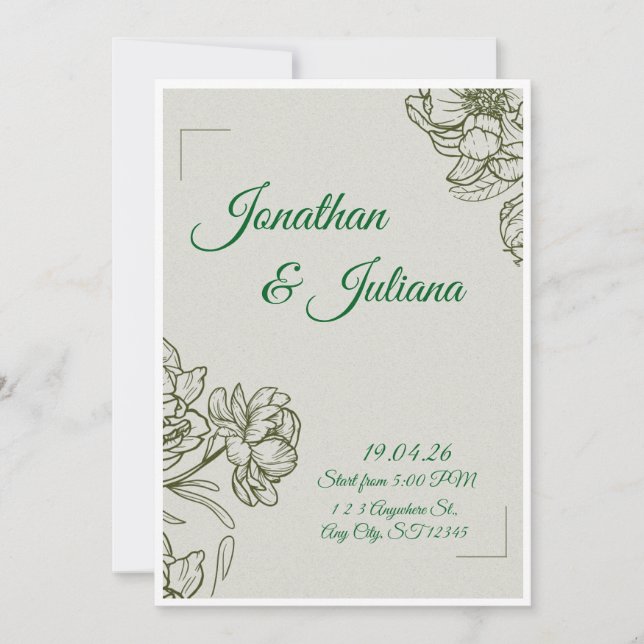 Elegant Floral Wedding Invitation Template  (Front)