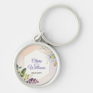 Elegant Floral Wedding Invitation Template Key Ring