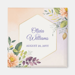 Elegant Floral Wedding Invitation Template Magnet