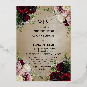 Elegant Floral Wedding Invitation Vintage Roses Cl