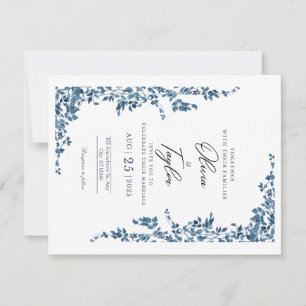Elegant Floral Wedding Invitation with Gold