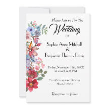 Elegant Floral Wedding Invitation with Watercolor