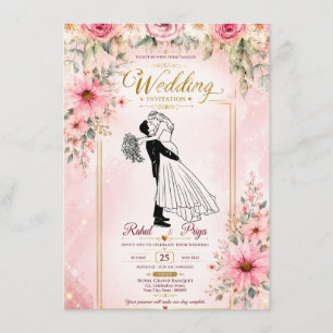 Elegant floral wedding invitations Card 