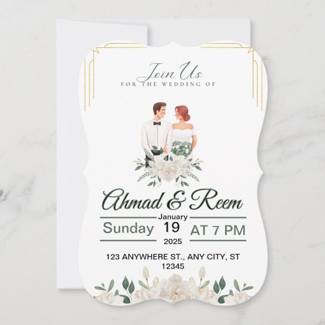 Elegant Floral Wedding Invitations – Fully Custom (Front)