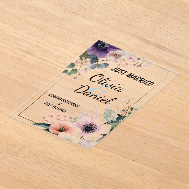💐 Elegant Floral Wedding Keepsake 🌸✨ Acrylic Invitations (Laydown)