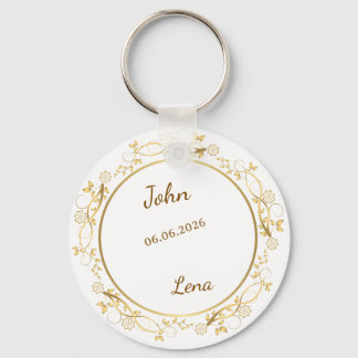 Elegant Floral Wedding Keepsake Keychain - Persona
