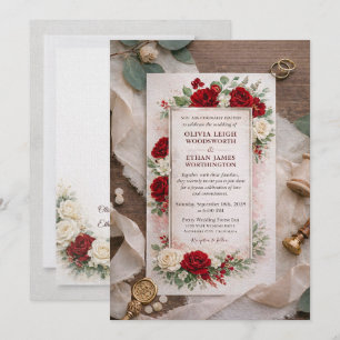 Elegant Floral Wedding lnvitation with Burgundy Invitation