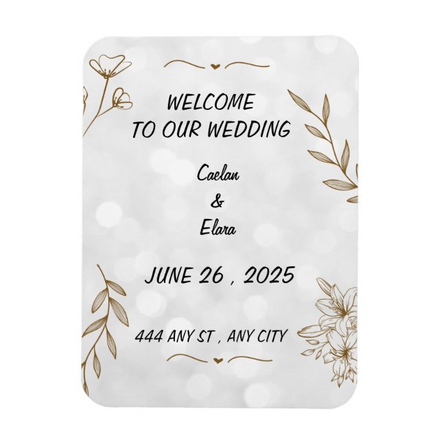 Elegant Floral wedding magnet Frame (Vertical)
