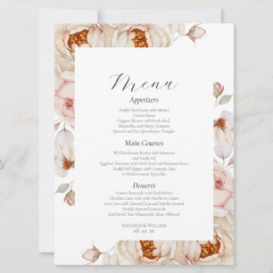 Elegant Floral Wedding Menu Invitation