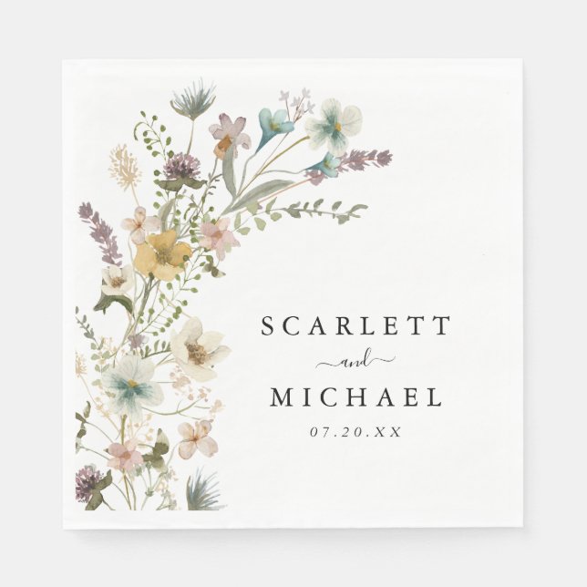 Elegant Floral Wedding Napkins (Front)