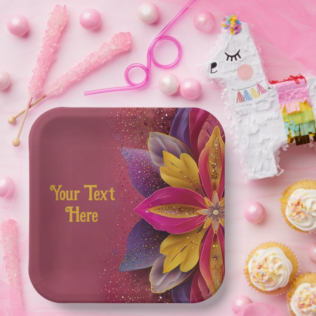 Elegant Floral Wedding  Paper Plate (Party)