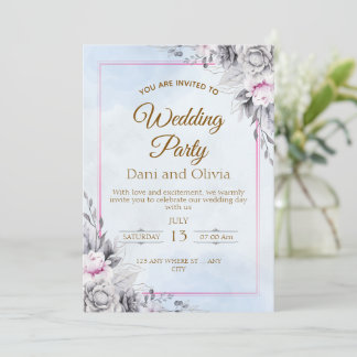 Elegant Floral Wedding Party Invitation Card