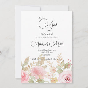 Elegant Floral Wedding Personalised Engagement  Invitation