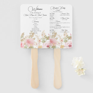 Elegant Floral Wedding Personalised Program Hand Fan